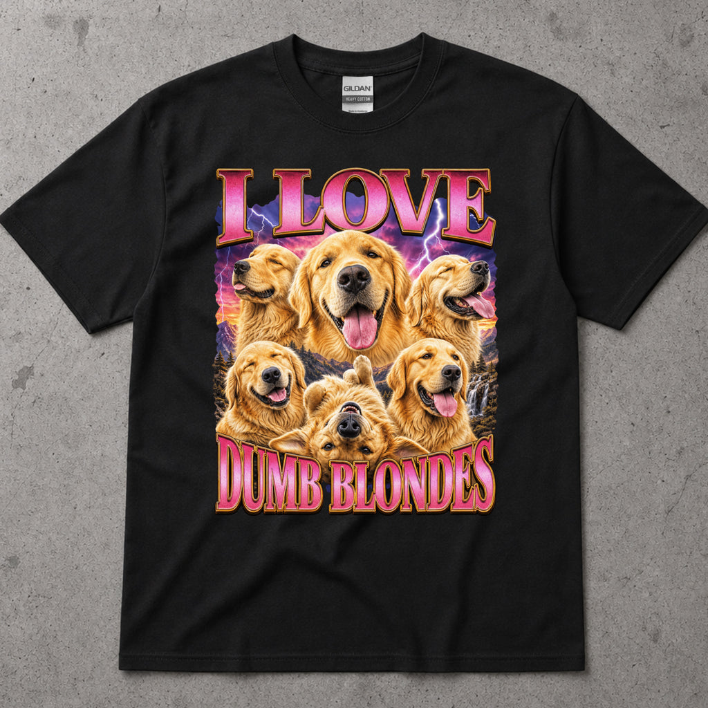 I Love Dumb Blondes Golden Retriever T-Shirt