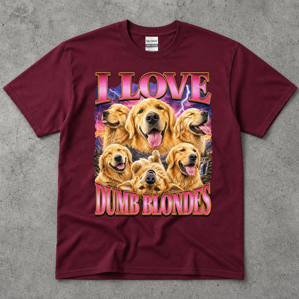 I Love Dumb Blondes Golden Retriever T-Shirt