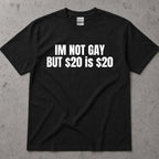 I'm Not Gay But 20 Is 20 Funny Text T-Shirt