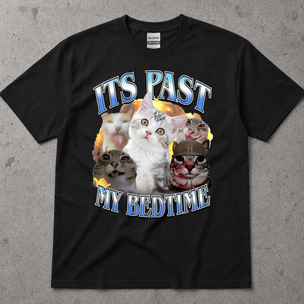 Funny Cat T-Shirt With "It's Tast My Bedtime" Graphic