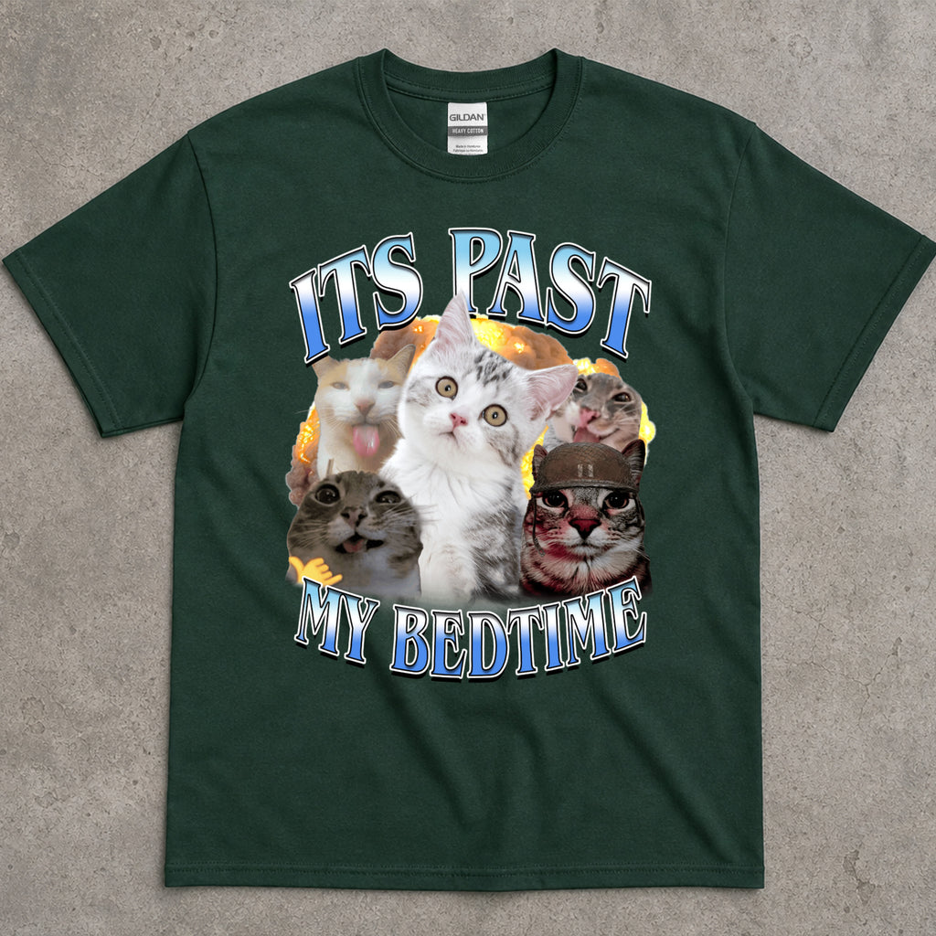 Funny Cat T-Shirt With "It's Tast My Bedtime" Graphic