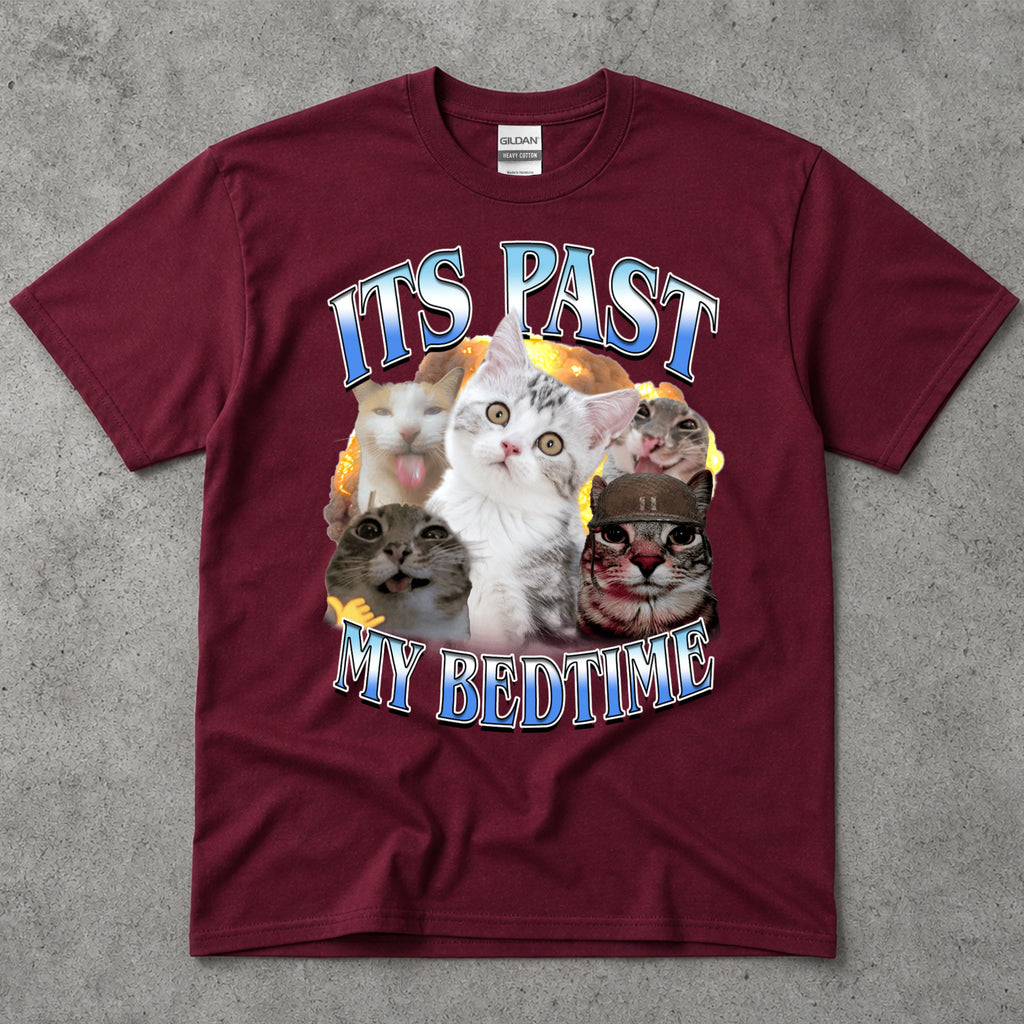 Funny Cat T-Shirt With "It's Tast My Bedtime" Graphic